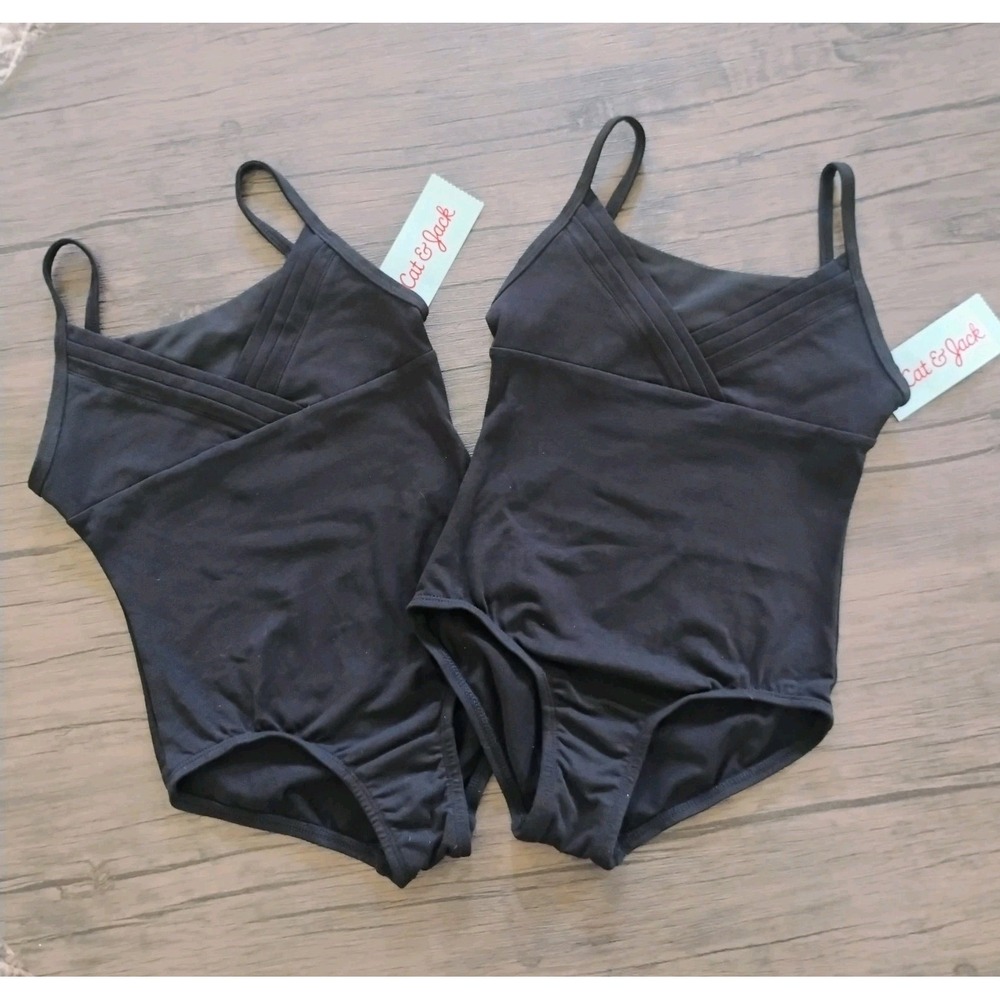 Cat & Jack Girls Black Dance Leotards Lot of 2 Size S 6/6X NWT  Ballet